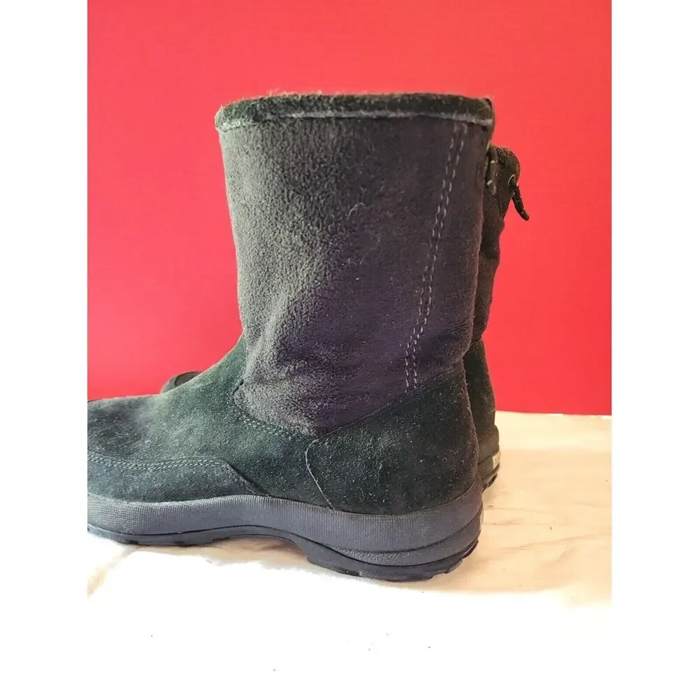 Ll Bean Black Ankle Boots Side Zipper Men's Size 10 M suede and fleece